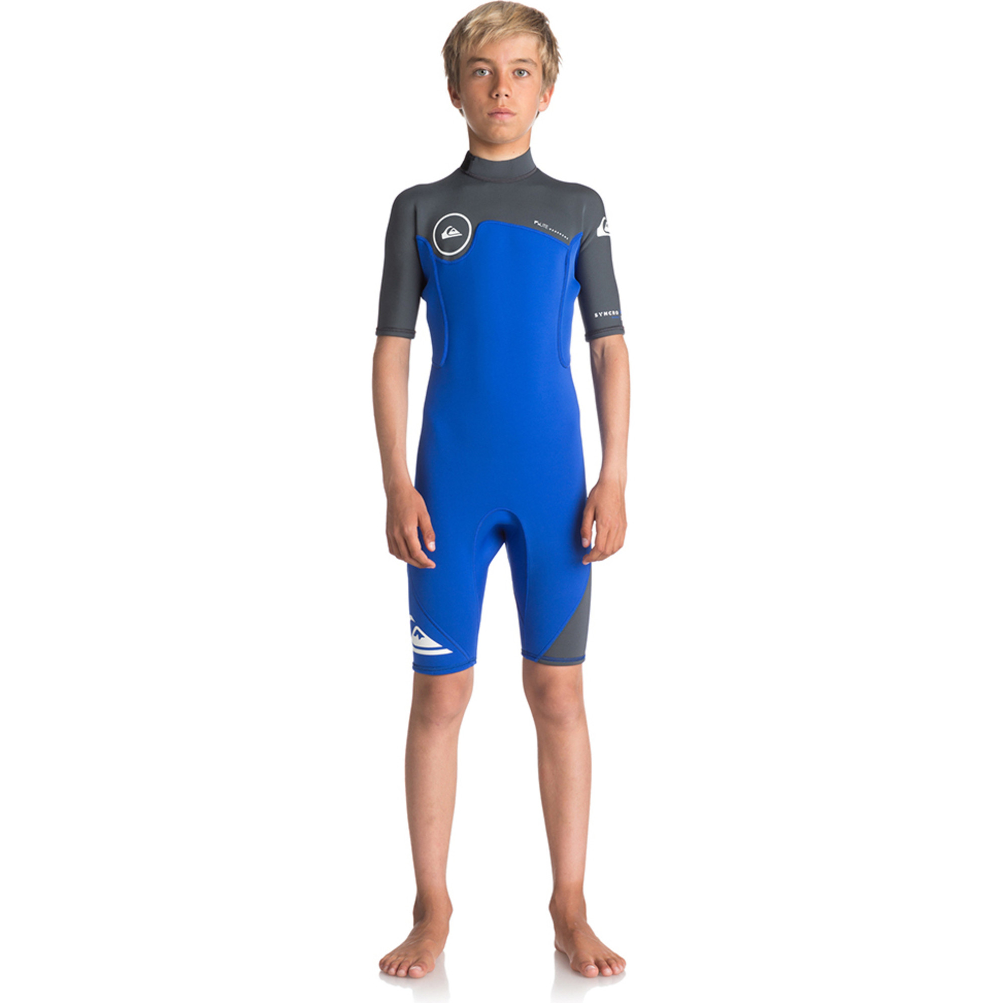 Quiksilver Boys Syncro Series 2mm Back Zip Shorty Wetsuit HV ROYAL BLUE